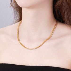 Dainty gold Minimalist 24k gold plated necklace for Valentine’s gift